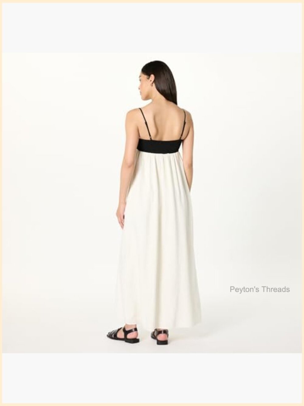 Colorblock Strappy Maxi Dress with Pockets Linen Viscose - Picture 2 of 4